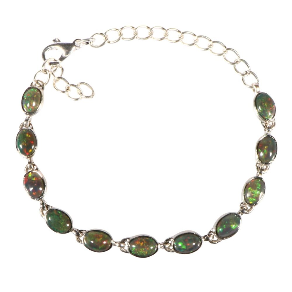 Zilveren armband opaal (zwart) | ovaal 8 x 6 mm Zilveren armband opaal (zwart) | ovaal 8 x 6 mm