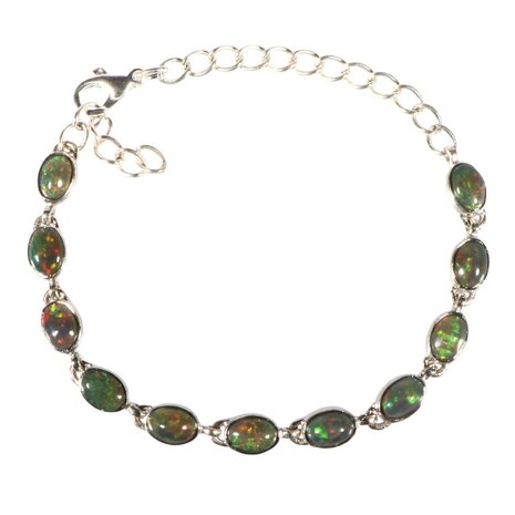 Zilveren armband opaal (zwart) | ovaal 8 x 6 mm Zilveren armband opaal (zwart) | ovaal 8 x 6 mm