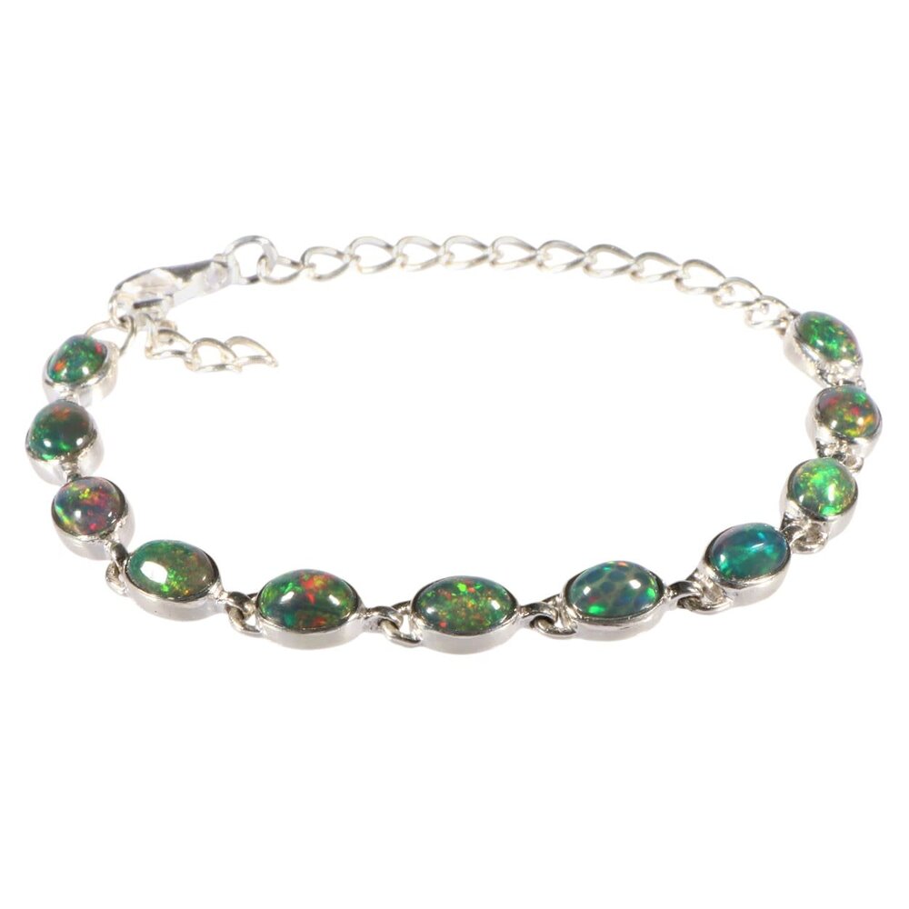 Zilveren armband opaal (zwart) | ovaal 8 x 6 mm Zilveren armband opaal (zwart) | ovaal 8 x 6 mm