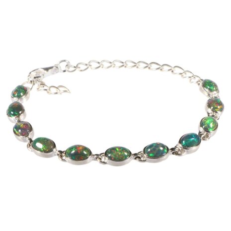 Zilveren armband opaal (zwart) | ovaal 8 x 6 mm Zilveren armband opaal (zwart) | ovaal 8 x 6 mm