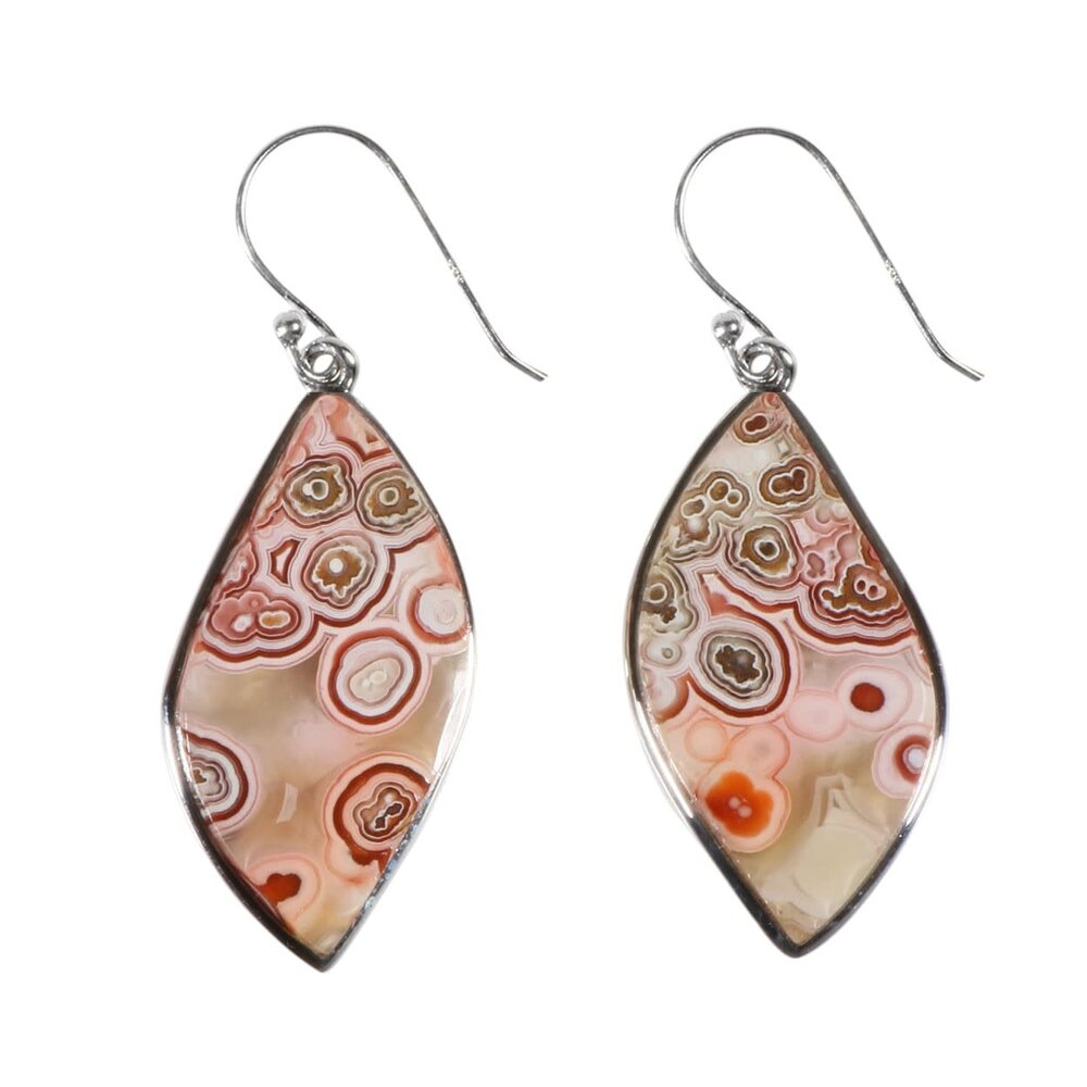 Zilveren oorbellen agaat (kant) | wave 2,7 x 1,4 cm Zilveren oorbellen agaat (kant) | wave 2,7 x 1,4 cm