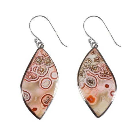 Zilveren oorbellen agaat (kant) | wave 2,7 x 1,4 cm Zilveren oorbellen agaat (kant) | wave 2,7 x 1,4 cm