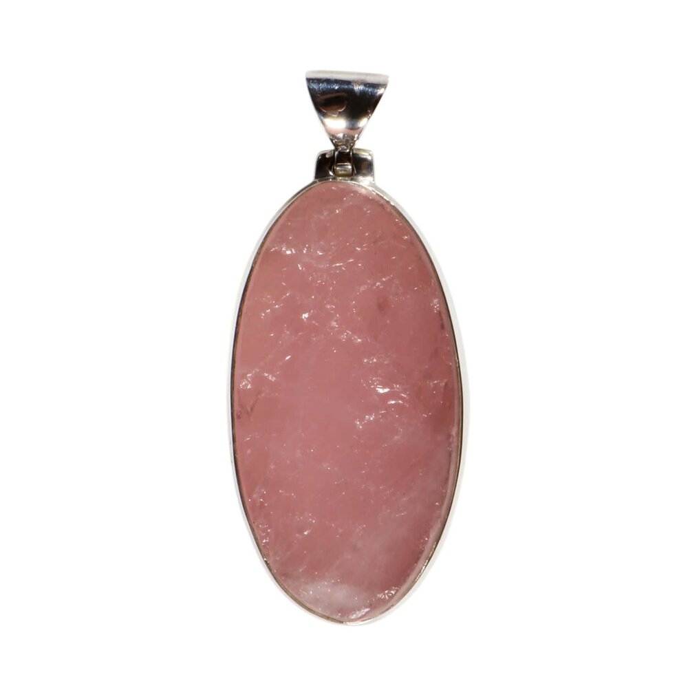 Zilveren hanger rozenkwarts | ovaal ruw 3,9 x 2 cm Zilveren hanger rozenkwarts | ovaal ruw 3,9 x 2 cm