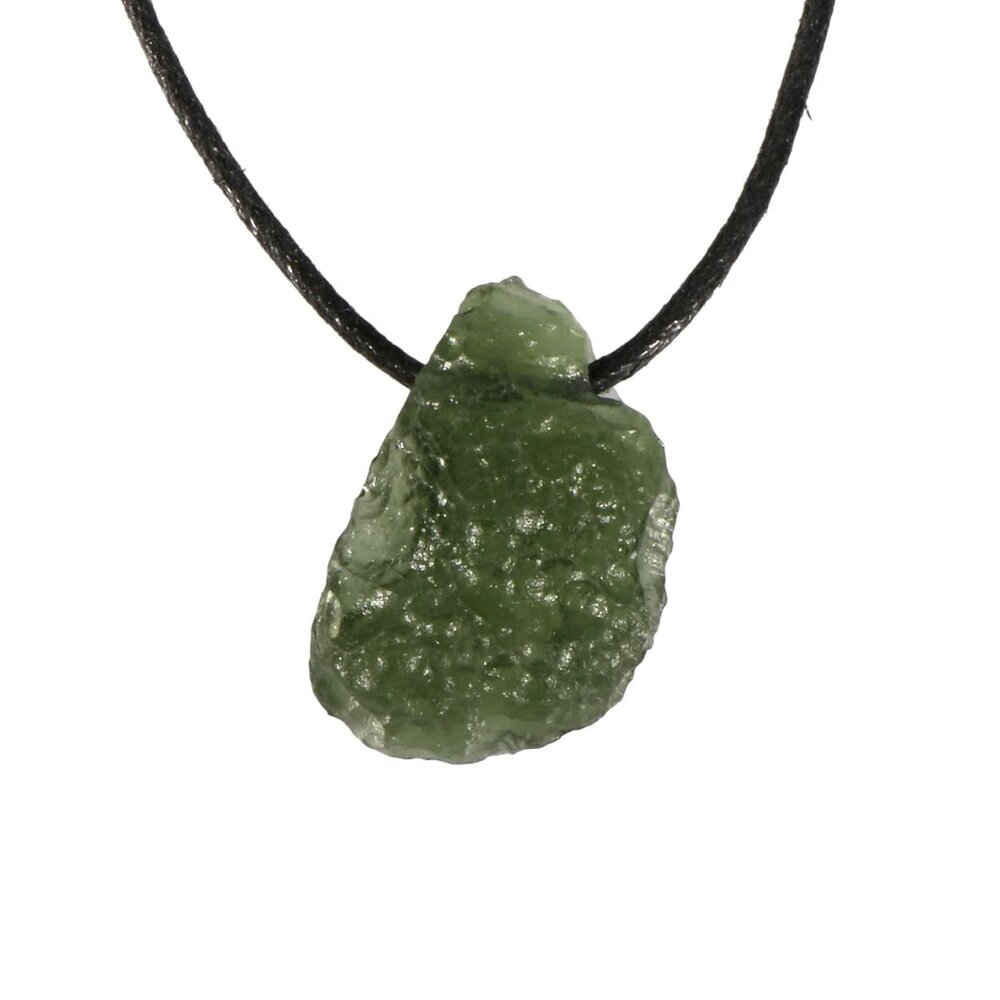 Ruwe Moldaviet Kristallen Ketting,Moldaviet Tsjechische Meteoriet Ruwe Stenen Hanger,Onregelmatige Vorm,Groen