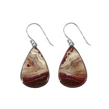 Zilveren oorbellen agaat (kant) | druppel 2,2 x 1,5 cm