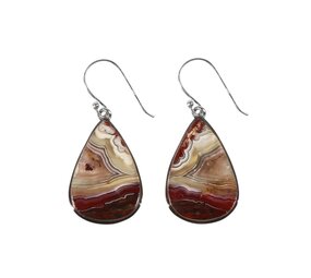 Zilveren oorbellen agaat (kant) | druppel 2,2 x 1,5 cm Zilveren oorbellen agaat (kant) | druppel 2,2 x 1,5 cm