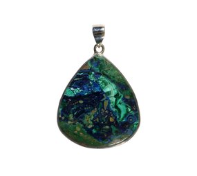 Zilveren hanger azuriet-malachiet | druppel 3,4 x 2,9 cm Zilveren hanger azuriet-malachiet | druppel 3,4 x 2,9 cm