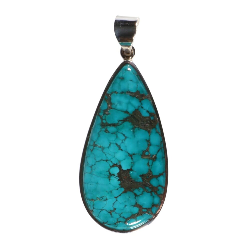Zilveren hanger turkoois | druppel 4,5 x 2,3 cm Zilveren hanger turkoois | druppel 4,5 x 2,3 cm