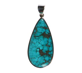 Zilveren hanger turkoois | druppel 4,5 x 2,3 cm Zilveren hanger turkoois | druppel 4,5 x 2,3 cm