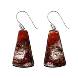 Zilveren oorbellen agaat (kant) | trapezium 2,8 x 1,6 cm