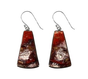 Zilveren oorbellen agaat (kant) | trapezium 2,8 x 1,6 cm Zilveren oorbellen agaat (kant) | trapezium 2,8 x 1,6 cm