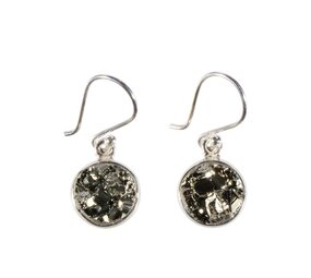 Zilveren oorbellen pyriet | rond 1 cm Zilveren oorbellen pyriet | rond 1 cm