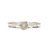 Zilveren ring rozenkwarts maat 18 1/2 | dubbele rand rond facet Zilveren ring rozenkwarts maat 18 1/2 | dubbele rand rond facet