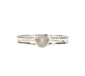 Zilveren ring rozenkwarts maat 18 1/2 | dubbele rand rond facet Zilveren ring rozenkwarts maat 18 1/2 | dubbele rand rond facet
