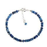 Kyaniet (blauw) zilveren armband | 4 x 3 mm facet rondelles Kyaniet (blauw) zilveren armband | 4 x 3 mm facet rondelles