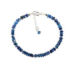 Kyaniet (blauw) zilveren armband | 4 x 3 mm facet rondelles Kyaniet (blauw) zilveren armband | 4 x 3 mm facet rondelles