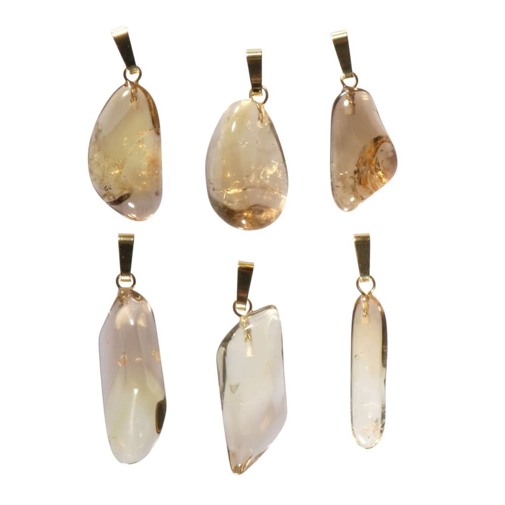 Citrien met rookkwarts (smoky citrien) hanger 14k gouden oogje Citrien met rookkwarts (smoky citrien) hanger 14k gouden oogje