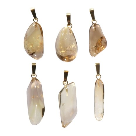 Citrien met rookkwarts (smoky citrien) hanger 14k gouden oogje Citrien met rookkwarts (smoky citrien) hanger 14k gouden oogje