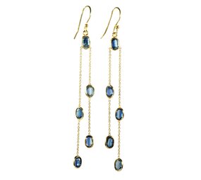 Gold filled oorbellen kyaniet | lang 5 stenen