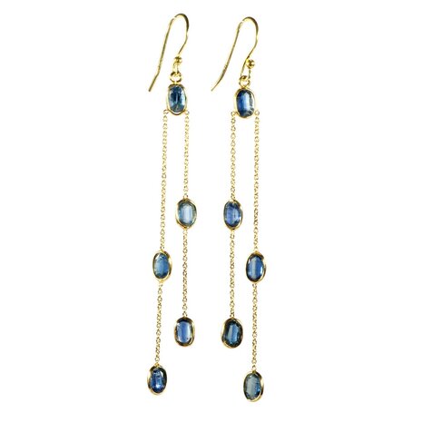 Gold filled oorbellen kyaniet | lang 5 stenen Gold filled oorbellen kyaniet | lang 5 stenen