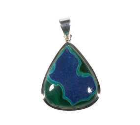 Zilveren hanger lapis lazuli met malachiet | druppel 2,7 x 3 cm Zilveren hanger lapis lazuli met malachiet | druppel 2,7 x 3 cm