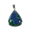 Zilveren hanger lapis lazuli met malachiet | druppel 2,7 x 3 cm Zilveren hanger lapis lazuli met malachiet | druppel 2,7 x 3 cm