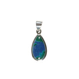 Zilveren hanger lapis lazuli met malachiet | druppel 1,9 x 1 cm Zilveren hanger lapis lazuli met malachiet | druppel 1,9 x 1 cm
