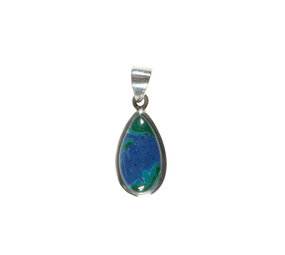 Zilveren hanger lapis lazuli met malachiet | druppel 1,9 x 1 cm Zilveren hanger lapis lazuli met malachiet | druppel 1,9 x 1 cm