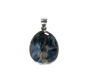 Zilveren hanger pietersiet (blauw) | ovaal 2,5 x 2,1 cm