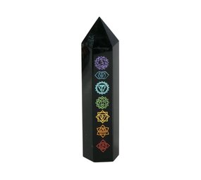 Obsidiaan (zwart) chakra punt geslepen 9 - 10 cm Obsidiaan (zwart) chakra punt geslepen 9 - 10 cm