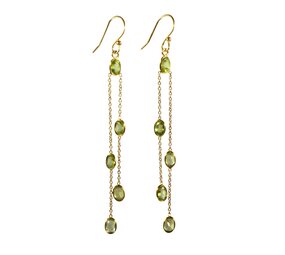Gold filled oorbellen peridoot | lang 5 stenen Gold filled oorbellen peridoot | lang 5 stenen