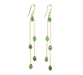 Gold filled oorbellen smaragd | lang 5 stenen Gold filled oorbellen smaragd | lang 5 stenen