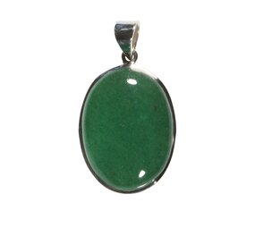 Zilveren hanger aventurijn | ovaal 3,4 x 2,5 cm