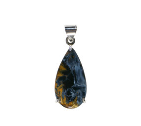 Zilveren hanger pietersiet (blauw) | druppel gezet 2,7 x 1,4 cm