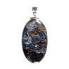 Zilveren hanger pietersiet (blauw) | ovaal 4,6 x 2,6 cm Zilveren hanger pietersiet (blauw) | ovaal 4,6 x 2,6 cm
