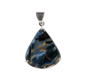 Zilveren hanger pietersiet (blauw) | druppel gezet 3 x 2,7 cm