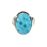 Zilveren ring larimar maat 17 1/2 | ovaal 2 x 1,4 cm
