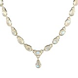 Zilveren ketting maansteen (regenboog) ovaal 8 x 6 mm