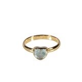 Vergulde ring aquamarijn (licht blauw) maat 18 | hartje 7 x 7 mm Vergulde ring aquamarijn (licht blauw) maat 18 | hartje 7 x 7 mm