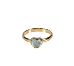Vergulde ring aquamarijn (licht blauw) maat 19 | hartje 7 x 7 mm Vergulde ring aquamarijn (licht blauw) maat 19 | hartje 7 x 7 mm