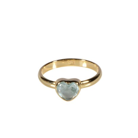 Vergulde ring aquamarijn (licht blauw) maat 19 | hartje 7 x 7 mm Vergulde ring aquamarijn (licht blauw) maat 19 | hartje 7 x 7 mm