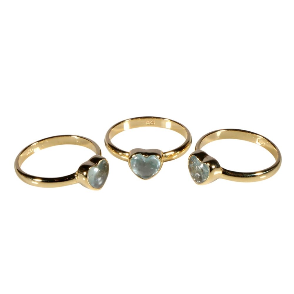 Vergulde ring aquamarijn (licht blauw) maat 19 | hartje 7 x 7 mm Vergulde ring aquamarijn (licht blauw) maat 19 | hartje 7 x 7 mm
