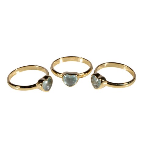 Vergulde ring aquamarijn (licht blauw) maat 19 | hartje 7 x 7 mm Vergulde ring aquamarijn (licht blauw) maat 19 | hartje 7 x 7 mm