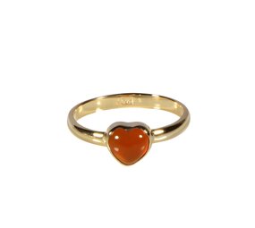 Vergulde ring carneool maat 18 | hartje 7 x 7 mm Vergulde ring carneool maat 18 | hartje 7 x 7 mm