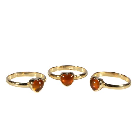 Vergulde ring carneool maat 18 | hartje 7 x 7 mm Vergulde ring carneool maat 18 | hartje 7 x 7 mm