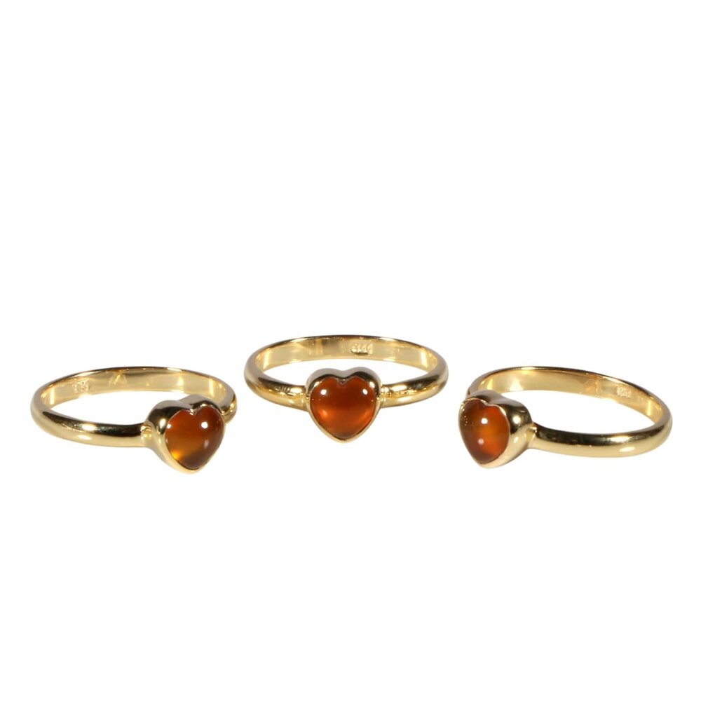 Vergulde ring carneool maat 19 | hartje 7 x 7 mm Vergulde ring carneool maat 19 | hartje 7 x 7 mm