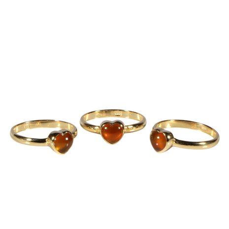 Vergulde ring carneool maat 19 | hartje 7 x 7 mm Vergulde ring carneool maat 19 | hartje 7 x 7 mm