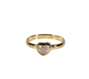 Vergulde ring rozenkwarts maat 18 | hartje 7 x 7 mm Vergulde ring rozenkwarts maat 18 | hartje 7 x 7 mm