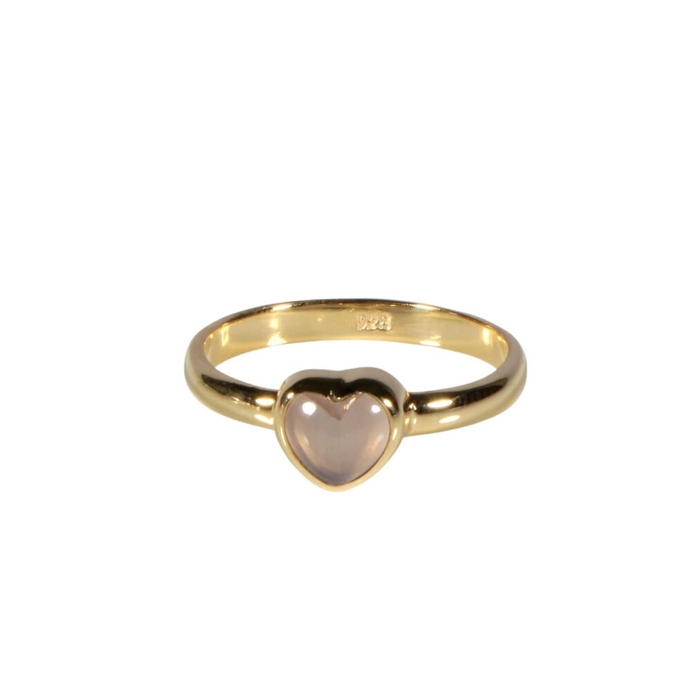 Vergulde ring rozenkwarts maat 19 | hartje 7 x 7 mm Vergulde ring rozenkwarts maat 19 | hartje 7 x 7 mm