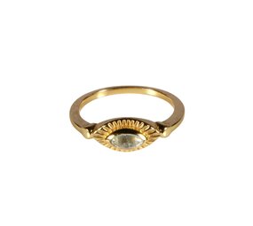 Vergulde ring aquamarijn (licht blauw) maat 18 | markies 6 x 3 mm Vergulde ring aquamarijn (licht blauw) maat 18 | markies 6 x 3 mm